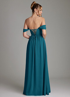 Azazie Caterina Bridesmaid Dresses Ink Blue A-Line Corset Chiffon Dress image10