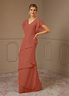 Azazie OHara Mother of the Bride Dresses Clay A-Line V-Neck Chiffon Dress image4