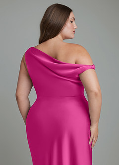 Azazie Emerson Bridesmaid Dresses Fuchsia Mermaid Off the Shoulder Stretch Satin Dress image13