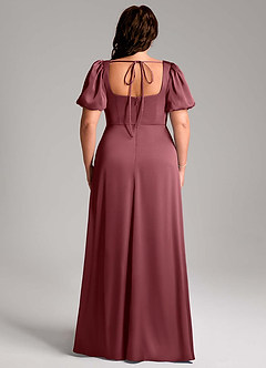 Azazie Fyona Bridesmaid Dresses Desert Rose A-Line Pleated Stretch Satin Dress image9