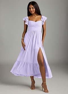 Azazie Anaya Bridesmaid Dresses Lilac A-Line Pleated Chiffon Dress image1
