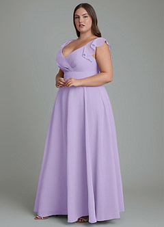 Azazie Leilani Bridesmaid Dresses Lilac A-Line Pleated Chiffon Dress image9
