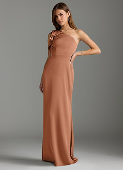 Azazie Rinna Bridesmaid Dresses Bronzer Mermaid Ruched Stretch Satin Dress image4