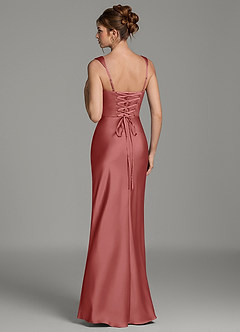 Azazie Mela Brautjungfernkleider Etui Korsett Stretch-Satin Kleid Antike Rose image6