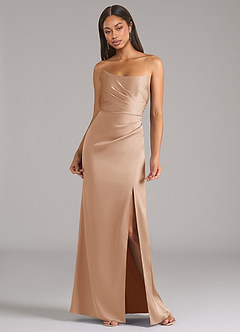 Azazie Marla Bridesmaid Dresses English Rose Sheath Strapless Stretch Satin Convertible Dress image4