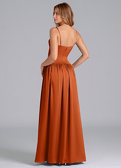 Azazie Kirby Bridesmaid Dresses Burnt Orange A-Line Stretch Satin Dress image5