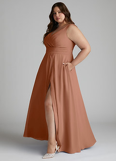 Azazie Karina Bridesmaid Dresses Bronzer A-Line Pleated Chiffon Dress image8