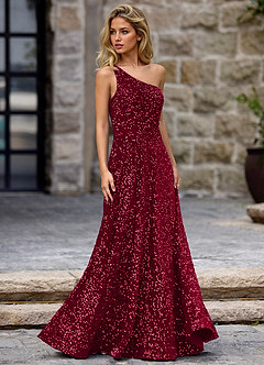 Opulent Burgundy Velvet Sequins Prom Dress image2