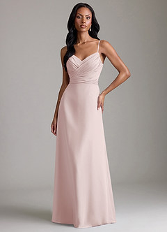 Azazie Kali Brudtärnklänningar Klä av A-Linje i Chiffong Plisserad Rodnande Rosa image1