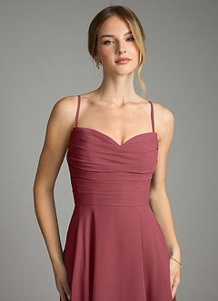 Azazie Ayla Abiti da Damigella Abito A-Line in Chiffon Scollo a Cuore Merlot image3