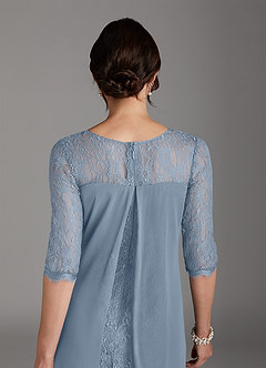 Azazie Flo Kleider für die Brautmutter A-Linie Spitze Chiffon Kleid Staubblau image5