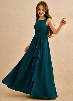 Azazie Chibi Girls Formal Flower Girl Dresses Pine A-Line Pleated Chiffon Dress image5