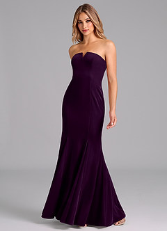 Azazie Yinnie Bridesmaid Dresses Grape Mermaid Strapless Velvet Convertible Dress image3
