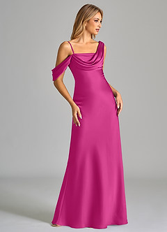 Azazie Celina Vestidos de damas de honor Vestido de Fucsia de Satén Elástico de Corte Recto con Vestidos sin tirantes image5