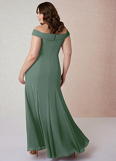 Azazie Lecia Bridesmaid Dresses Eucalyptus Empire Off-The-Shoulder Pleated Chiffon Convertible Dress image9