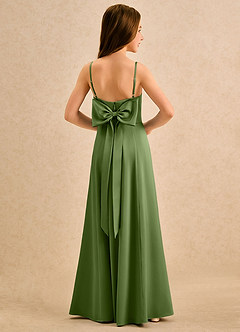 Azazie Chamomile Girls Formal Blumenmädchenkleider A-Linie Plissee Stretch-Satin Kleid Wacholder image1