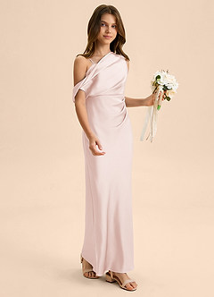 Azazie Emerson Junior Abito Tubino in Raso Elasticizzato a Spalla Scoperta Rosa Rossore image5