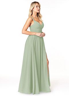 Azazie Chanel Bridesmaid Dresses Dusty Sage A-Line Pleated Chiffon Dress image4