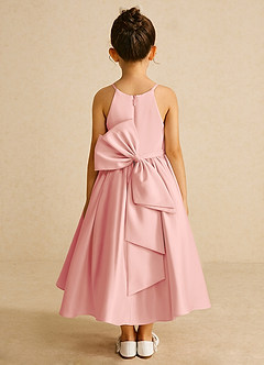 Azazie Sunray Flower Girl Dresses Rosette A-Line Spaghetti Strap Matte Satin Dress image4