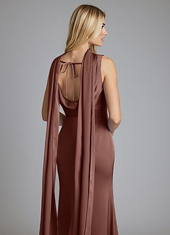Azazie Tallie Finale sale Jurk van Stretch Satijn met Zeemeermin Geplooid Dusty Sage image3
