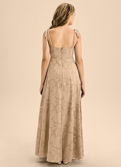 Azazie Rosey Junior Abito A-Line in Burnout Floreale Scollo a Cuore Champagne image2