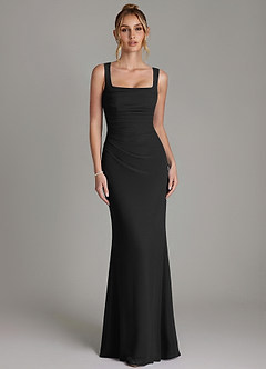 Azazie Agustina Bridesmaid Dresses Black Mermaid Corset Chiffon Dress image5