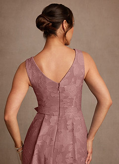 Azazie Luanne Mother of the Bride Dresses Dusty Rose A-Line Pleated Floral Burnout Dress image6