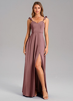 Azazie Everett Bridesmaid Dresses Vintage Mauve A-Line Stretch Satin Dress image3
