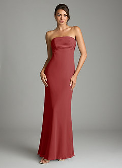 Azazie Saylor Vestidos de damas de honor Vestido de Óxido de Gasa de Corte Sirena con Sin tirantes image3