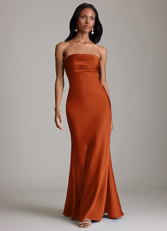 Azazie Saylor Brudtärnklänningar Klä av Sjöjungfru i Stretch Satin Axelbandslös Bränd Apelsin image2