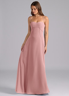 Azazie Valentine Bridesmaid Dresses Dusty Rose A-Line Corset Chiffon Dress image3