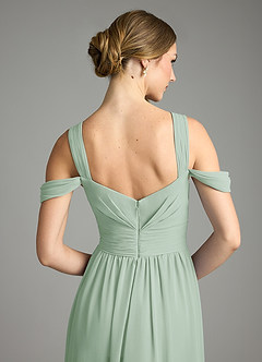 Azazie Lianne Vestidos de damas de honor Vestido de Agave de Gasa de Corte en A con Vestidos sin tirantes image6