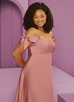 Barbie ♥ Azazie Bridesmaid Dresses Rosette Sheath Off the Shoulder Stretch Satin Convertible Dress image12