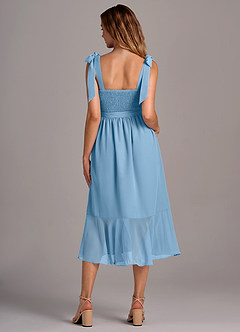 Azazie Deb Robes de demoiselle d'honneur Robe Trapèze Convertible en Mousseline de soie avec poches Acier Bleuté image6