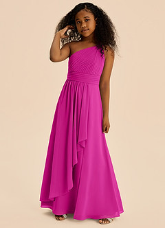 Azazie Skye Junior A-Linie Plissee Chiffon Kleid Fuchsia image4