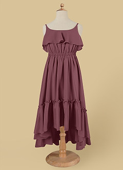 Azazie Karmen Flower Girl Dresses Sangria A-Line Ruched Chiffon Dress image6