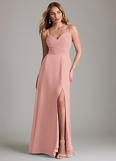 Azazie Terese Bridesmaid Dresses Rosette A-Line Pleated Chiffon Dress image1
