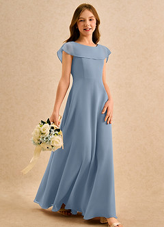 Azazie Kittie Girls Formal Sukienki dla dziewczynek sypiących kwiaty Linia A Szyfon Długość podłogi Sukienka image4