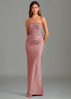 Azazie Emilia Bridesmaid Dresses Dusty Rose Mermaid Strapless Stretch Satin Dress image4