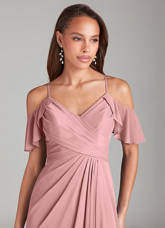 Azazie Dakota Bridesmaid Dresses Dusty Rose A-Line Off the Shoulder Mesh Dress image5