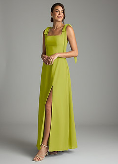 Azazie Debra Bridesmaid Dresses Lemongrass A-Line with Pockets Chiffon Convertible Dress image8