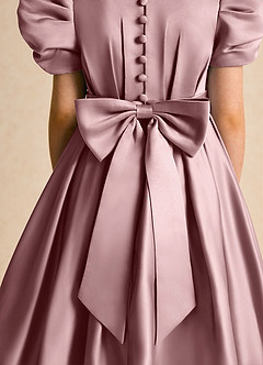 Azazie Miriam Flower Girl Dresses Dusty Rose Ball-Gown Pleated Matte Satin Dress image9