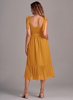 Azazie Deb Bridesmaid Dresses Butterscotch A-Line with Pockets Chiffon Convertible Dress image6