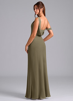 Azazie Madelyn Robes de demoiselle d'honneur Robe Sirène Convertible en Mousseline de soie Ue épaule Vert Saule image6