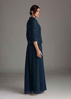 Azazie Cornelia Mother of the Bride Dresses Dark Navy Sheath Square Neckline Sequins Chiffon Dress image5