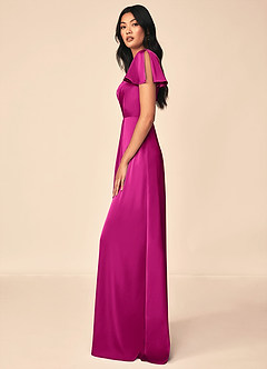 Azazie Soren Brautjungfernkleider A-Linie Plissee Stretch-Satin Kleider Fuchsia image3