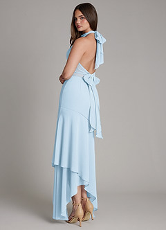 Azazie Magda Jurken voor bruidsmeisjes Jurk van Chiffon met Zeemeermin Hoge Kraag Hemelsblauw image4