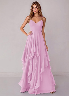Azazie Zaina Bridesmaid Dresses Candy Pink A-Line Chiffon Dress image1