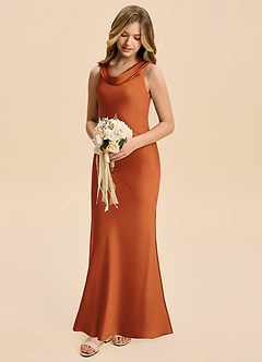 Azazie Rylina Junior Jurk van Stretch Satijn met Zeemeermin Kaneel image1