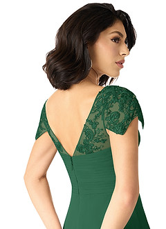 Azazie Adelyn Final Sale Dark Green A-Line Lace Chiffon Dress image5